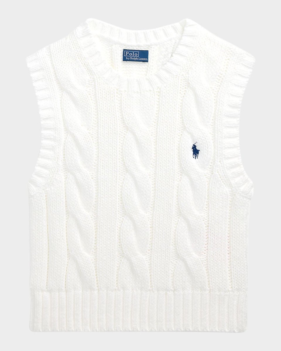 Cable-Knit Cotton Cropped Vest